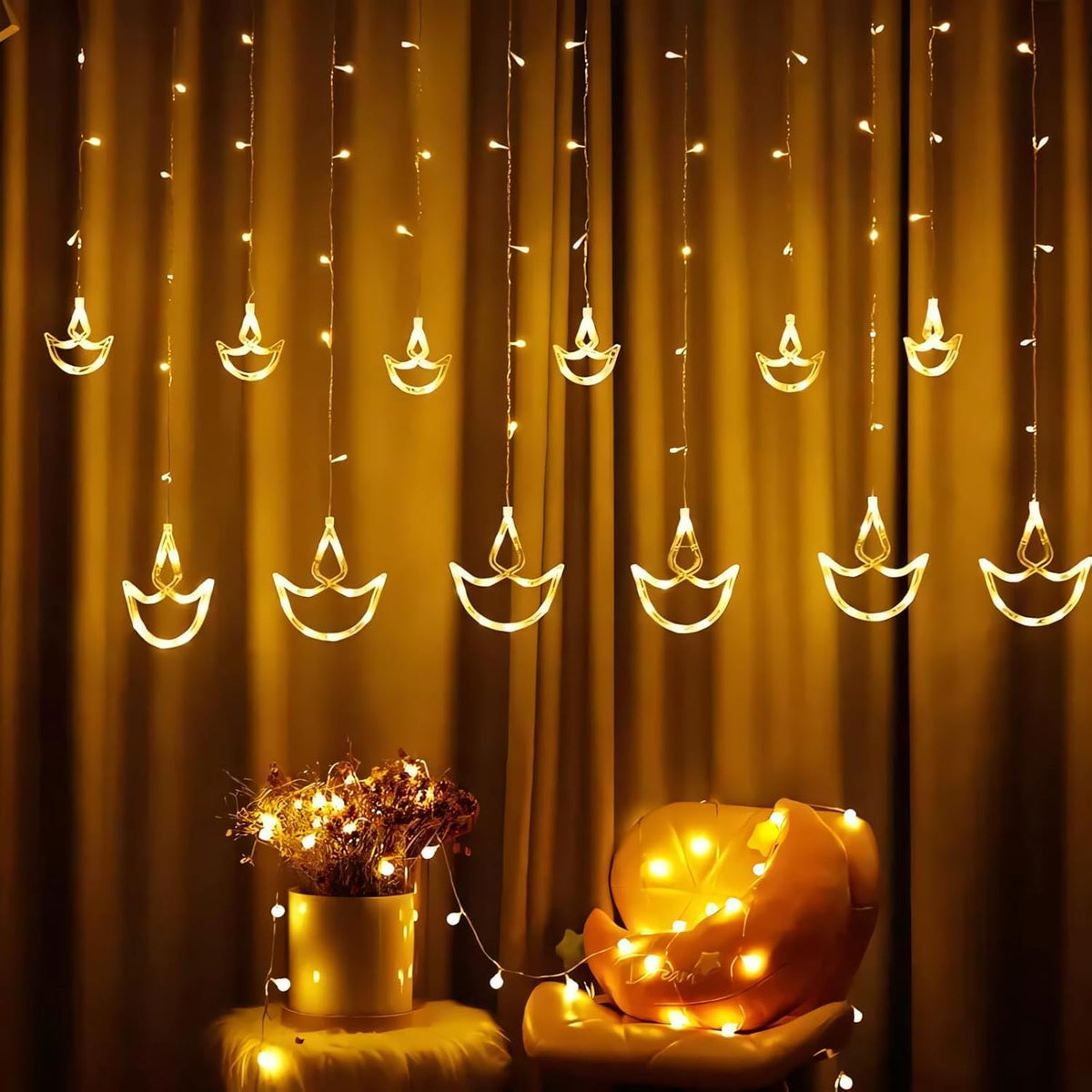 Diya LED Curtain String Lights Series Lamps 1 set