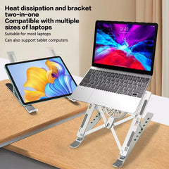Laptop Cooler Stand with Detachable Fan – Foldable Aluminum Alloy Adjustable Laptop Stand with Cooling Pad | Ergonomic Notebook Holder for Laptop & Tablet MultiColour 1pc