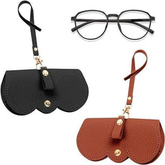 Leather Sunglasses Case for Men & Women – Portable Artificial Leather Eyeglasses Pouch with Button Closure | Travel Spectacles & Goggles Protective Holder Bag Multicolor 1pc