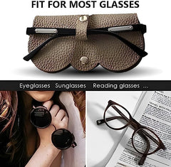 Leather Sunglasses Case for Men & Women – Portable Artificial Leather Eyeglasses Pouch with Button Closure | Travel Spectacles & Goggles Protective Holder Bag Multicolor 1pc