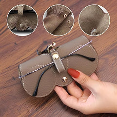 Leather Sunglasses Case for Men & Women – Portable Artificial Leather Eyeglasses Pouch with Button Closure | Travel Spectacles & Goggles Protective Holder Bag Multicolor 1pc