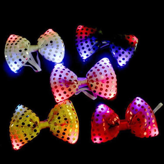 LED Party Bow Tie Flashing  Sequin Bow Tie For Party, Weddings Night Events 1 PC