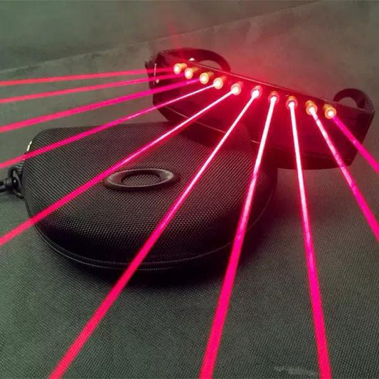 LED Party Laser Goggles for Rave & Party | Rechargeable Red 650nm 10-Pointer Laser Light-Up Glasses for DJ, Festival & Club
