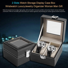 Luxury Leather Watch Box Premium 2 Slot Watch Organizer Box For Watch Collectors, Gifts 1 pc