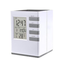 Cube Digital Clock Pen Holder Office Desk Pen Holder 1 pc