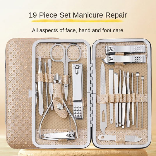 Manicure Set 19 PCS Nail Clipper Kit – Complete Pedicure & Manicure Tools Set with Stainless Steel Nail Clippers, Hand Care Grooming Kit Multicolor 1pc