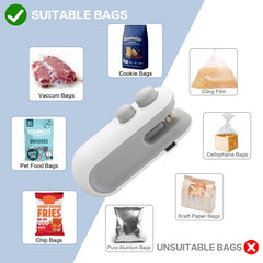 Mini Bag Sealer 2 in 1 USB Rechargeable – Portable Heat Seal & Cutter for Chips, Snacks & Food Storage, Handheld Vacuum Bag Sealing Machine Multicolor 1pc