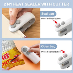 Mini Bag Sealer 2 in 1 USB Rechargeable – Portable Heat Seal & Cutter for Chips, Snacks & Food Storage, Handheld Vacuum Bag Sealing Machine Multicolor 1pc