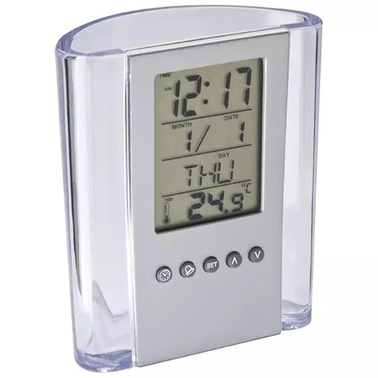 Acrylic Digital Pen Holder Office Desk Digital Clock With Pen Holder 1 pc