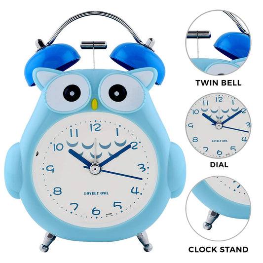 Owl Shaped Alarm Clock With Ring Bell Light For Kids Bedroom 1pc