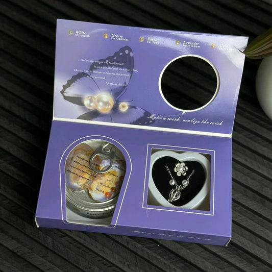 Oyster Pearl Necklace Kit with Cage Pendant | Real Oyster Pearl Opening DIY Surprise Jewelry Set with Silver Chain for Women & Girls 1pc Silver