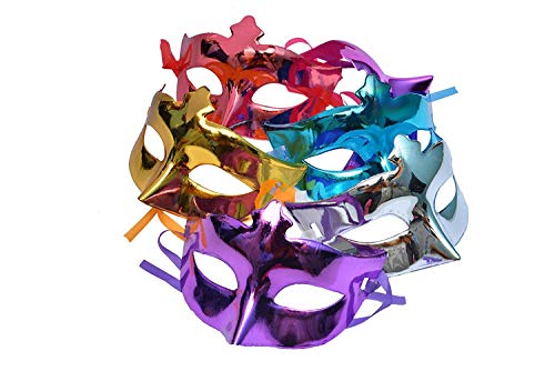 Metallic Eye Masks for Kids & Adults | Multicolor Shiny Masquerade Costume Masks for Birthday Parties, New Year, Baby Shower & Theme Events Random 1pc