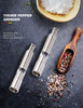 Stainless Steel Salt & Pepper Grinder – Manual Refillable Thumb Push Button Spice Mill, Compact Silver Peppercorn Grinder (1 Pc)
