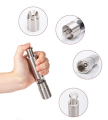 Stainless Steel Salt & Pepper Grinder – Manual Refillable Thumb Push Button Spice Mill, Compact Silver Peppercorn Grinder (1 Pc)