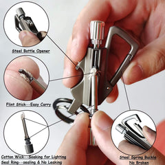 Permanent Flint Lighter Match Fire Starter Keychain Bottle Opener Camping Tool