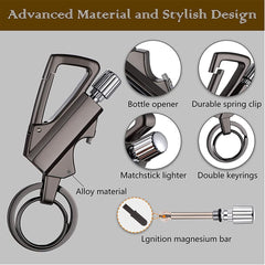 Permanent Flint Lighter Match Fire Starter Keychain Bottle Opener Camping Tool
