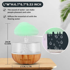 Rain Cloud Air Humidifier with Waterfall & Raindrop Effect – Mushroom Aromatherapy Essential Oil Diffuser, Cute Night Light, 7 Color LED Cloud Lamp 1pc