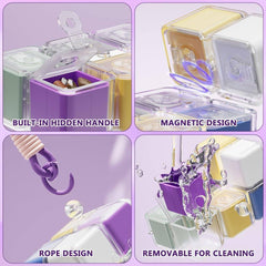 Rubik Cube Pill Box Keychain – Magnetic Mini Medicine Organizer for Travel, Vitamins & Daily Use Portable Tablet Holder with Key Ring Multicolor 1pc