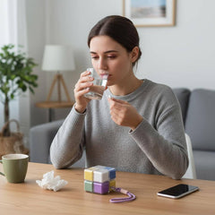 Rubik Cube Pill Box Keychain – Magnetic Mini Medicine Organizer for Travel, Vitamins & Daily Use Portable Tablet Holder with Key Ring Multicolor 1pc