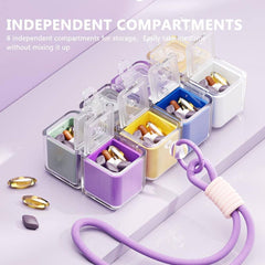 Rubik Cube Pill Box Keychain – Magnetic Mini Medicine Organizer for Travel, Vitamins & Daily Use Portable Tablet Holder with Key Ring Multicolor 1pc