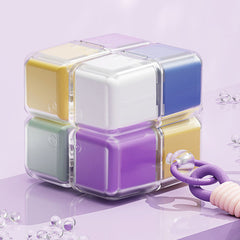 Rubik Cube Pill Box Keychain – Magnetic Mini Medicine Organizer for Travel, Vitamins & Daily Use Portable Tablet Holder with Key Ring Multicolor 1pc