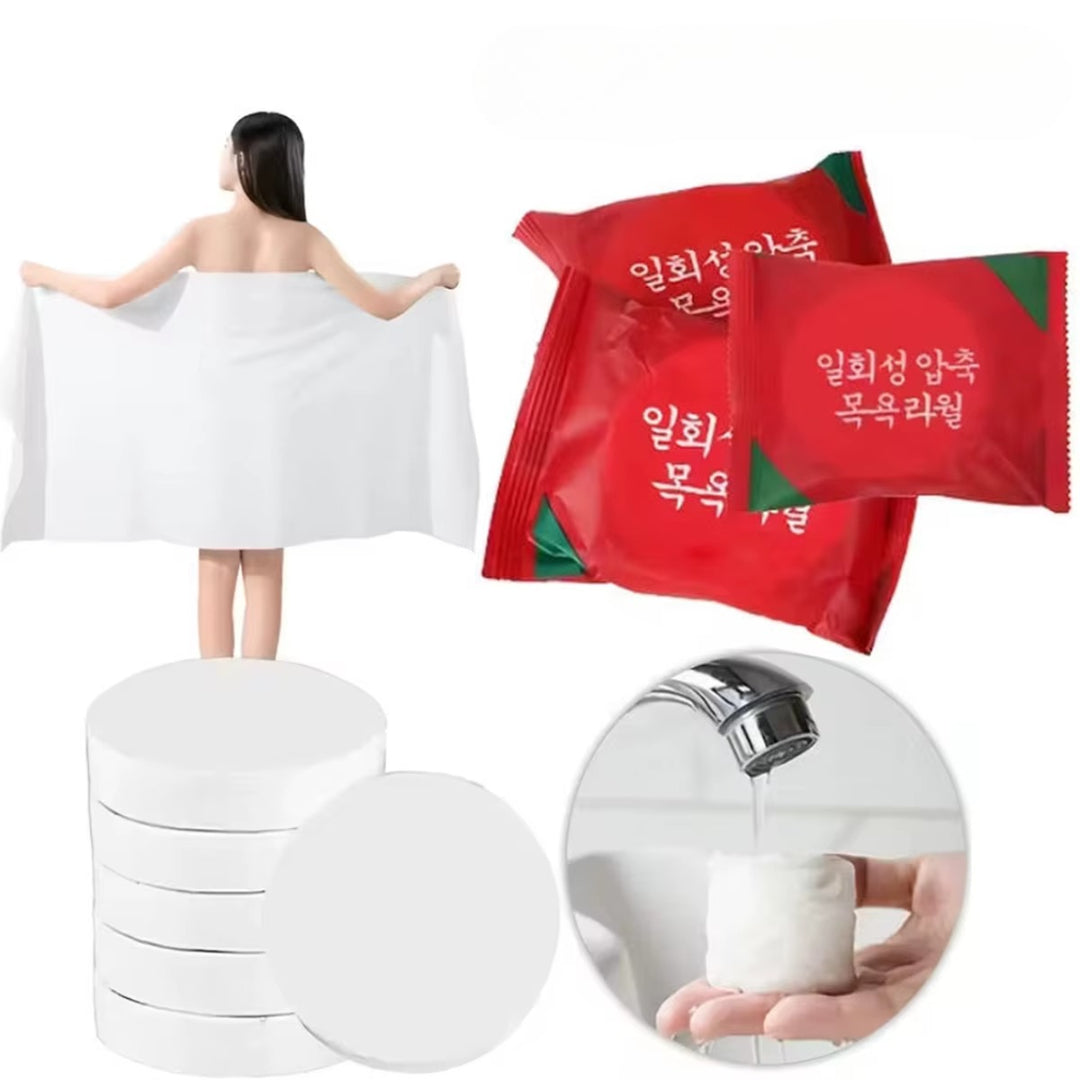 Disposable travel towel, compressed towel tablets, Portable, Bath Towel Suitable For Shower Hotel Swimming Travel Essential 3pcs white