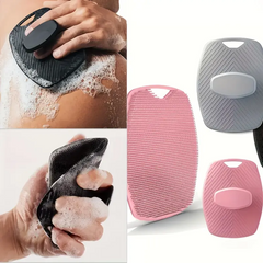Silicone Body Shower Scrubber Bath Brush – Exfoliating Skin Cleanser with Lather Boosting Bristles, Ergonomic Non-Slip Handle, Unisex Body Exfoliator Multicolor (Pack of 1)