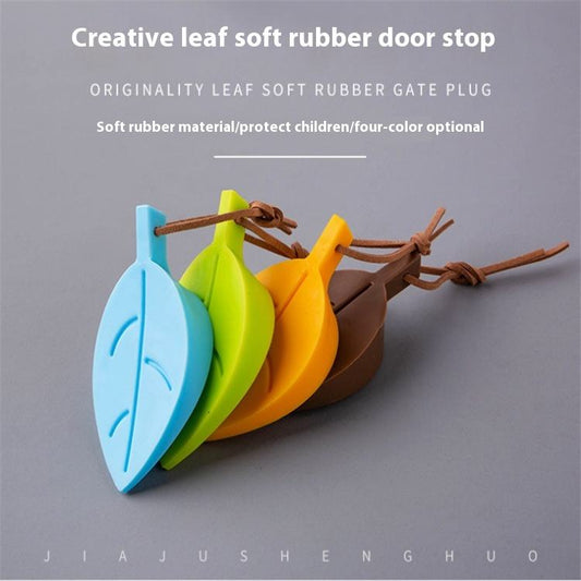 Silicone Door Stopper Wedge – Non-Slip Flexible Rubber Door & Window Stopper, Leaf Cartoon Design, Durable Silicone Door Holder for Home & Office Multicolor Pack of 4