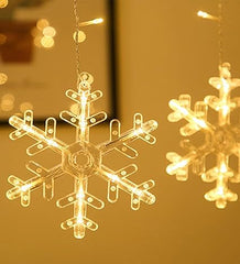 Snowflake LED String Lights Star Decorative Curtain Lights For Holiday Parties Room Decor 1set 6 snowflake and 6 stars