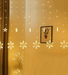 Snowflake LED String Lights Star Decorative Curtain Lights For Holiday Parties Room Decor 1set 6 snowflake and 6 stars