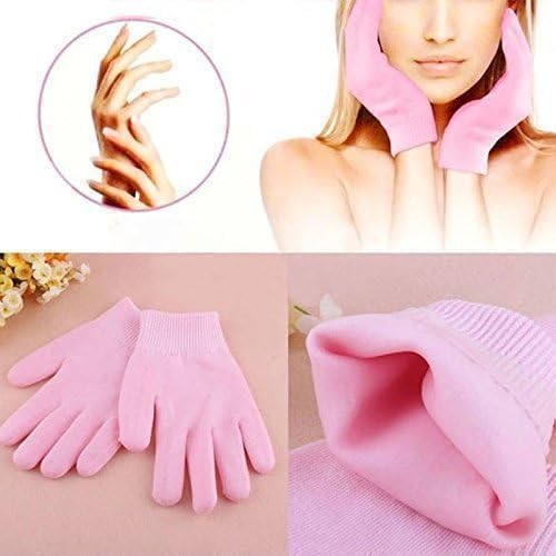 Spa Hand Gloves Gel-Infused Moisturizing Gloves for Dry Hands | Cotton & Silicone Repair Gloves for Cracked Skin | Night Hand Care Treatment Multicolor 1 Pair