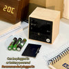 Wooden Digital Alarm Clock Sound-Activated Square Office Desk Clock 1pc