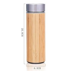 Steel Bamboo Thermos flask Hot Cold Insulated Coffee Mug For Travel 1 pc