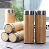 Steel Bamboo Thermos flask Hot Cold Insulated Coffee Mug For Travel 1 pc
