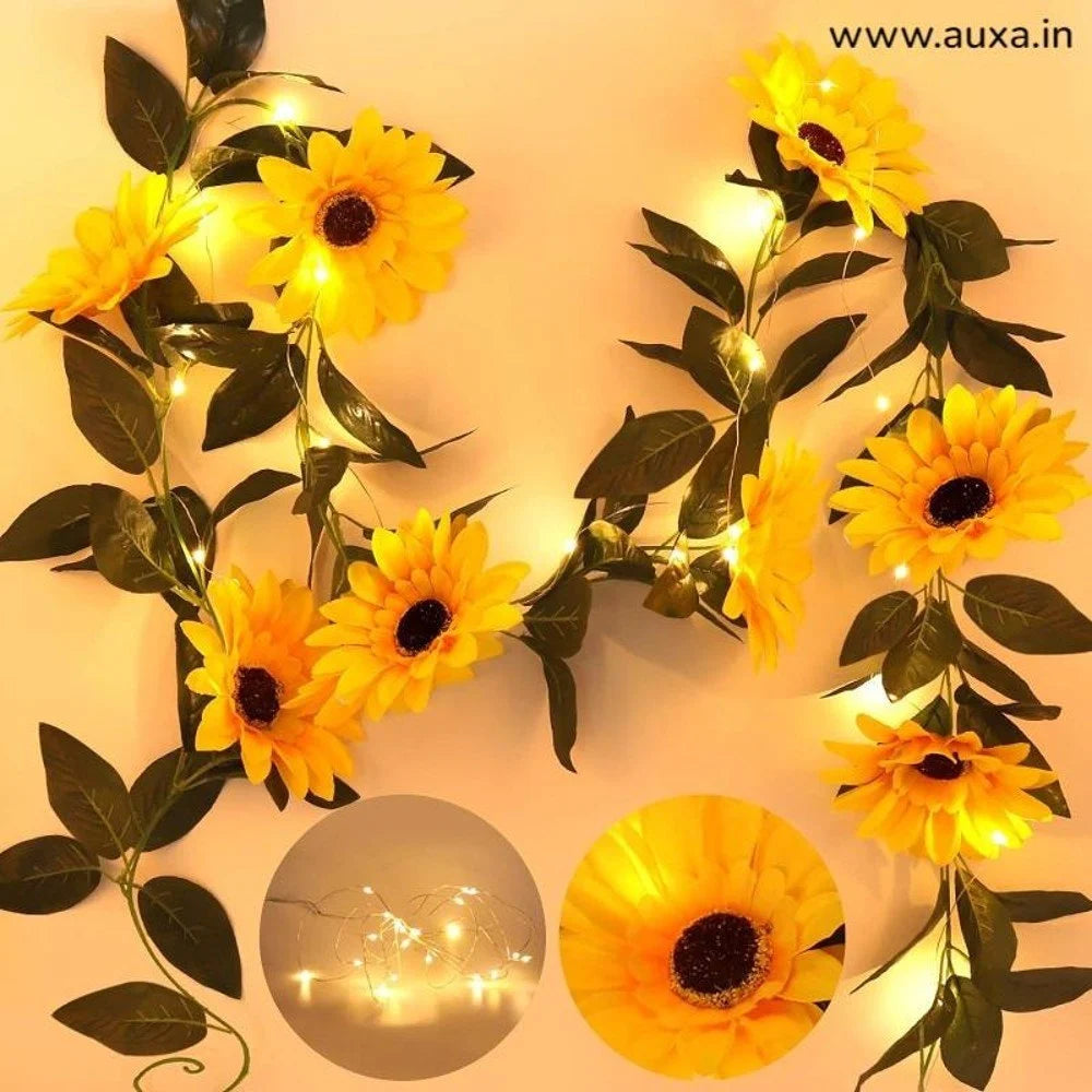 Sunflower Fairy String Lights | Battery Operated Artificial Flower LED Series Decor for Bedroom 1 Piece