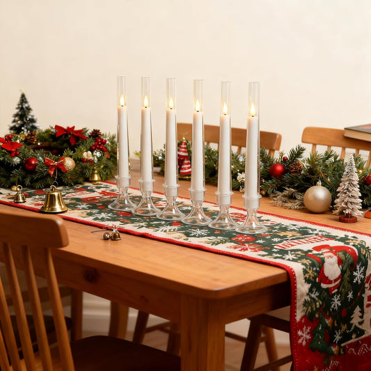 Flameless Taper LED Candles with Remote & Timer – 3D Flickering Wick, Battery Operated Window Candles for Christmas, Wedding & Home Décor white Pack of 6