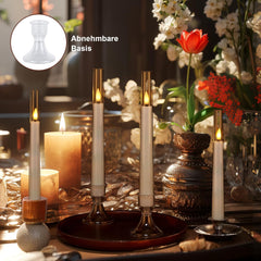 Flameless Taper LED Candles with Remote & Timer – 3D Flickering Wick, Battery Operated Window Candles for Christmas, Wedding & Home Décor white Pack of 6