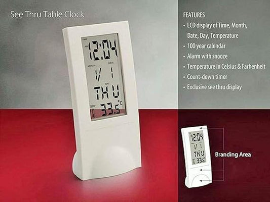 Transparent Screen Digital Clock Transparent Display Desk Digital Alarm Clock 1 pc