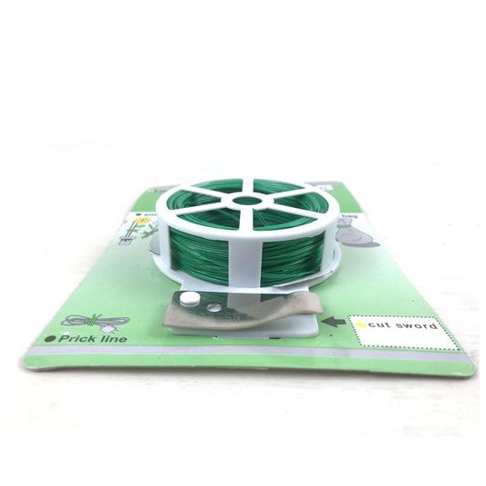 Twist Tie Wire with Built-in Cutter 50m Roll – Flexible Green Coated Garden Plant Support Wire for Gardening, Cable Management & Home Use Green 1pc