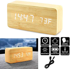 Wooden Digital Clock Temperature Date Display Clock 1 pc