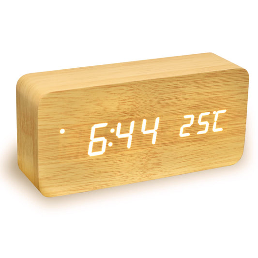 Wooden Digital Clock Temperature Date Display Clock 1 pc