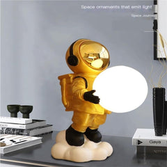 Astronaut Moon Night Lamp – Creative LED Desk Lamp with Astronaut Figurine & Moon Light | Bedside Table Lamp for Bedroom Decor, Kids Room & Home Decoration Multicolor 1pc