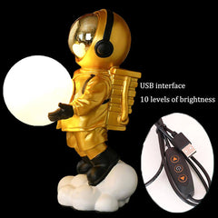 Astronaut Moon Night Lamp – Creative LED Desk Lamp with Astronaut Figurine & Moon Light | Bedside Table Lamp for Bedroom Decor, Kids Room & Home Decoration Multicolor 1pc