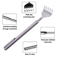 Stainless Steel Telescopic Back Scratcher Pen-Style | Portable Handheld Body Itch Relief & Massager Tool Silver 1pc
