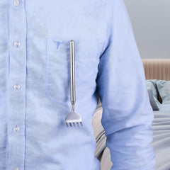 Stainless Steel Telescopic Back Scratcher Pen-Style | Portable Handheld Body Itch Relief & Massager Tool Silver 1pc