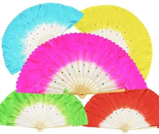 Floral Bamboo Hand Fan – Foldable Japanese Silk Handheld Fan for Summer, Parties, Weddings & Home Décor Random 1pc