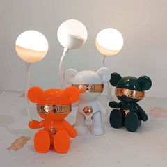 Bear Night Lamp with Pen Holder – USB Rechargeable LED Desk Lamp for Kids | Foldable Cartoon Bear Study Light, Eye-Caring Bedside Night Light for Bedroom & Study Table Multicolor 1pc