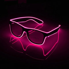 Black Frame LED Glasses – EL Wire Light Up Party Glasses, Battery Powered Costume Eyewear for Raves, Festivals, Cosplay & Night Events 1pc Random