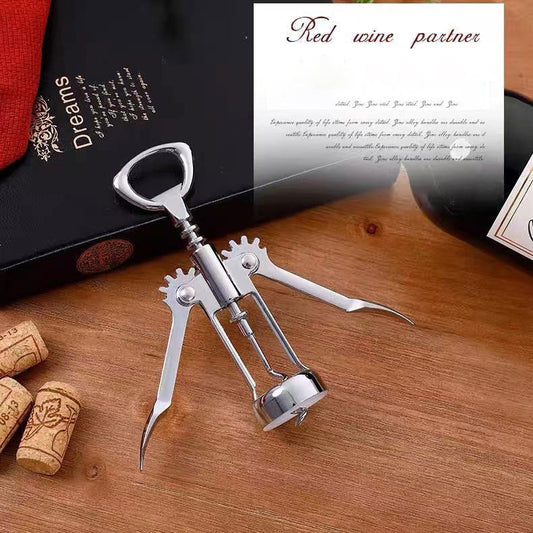 Wings Corkscrew Wine Bottle Opener – All-in-One Stainless Steel Waiter’s Friend Bottle Opener with Foil Cutter for Wine & Beer Silver 1pc