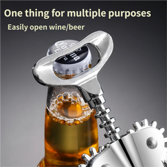 Wings Corkscrew Wine Bottle Opener – All-in-One Stainless Steel Waiter’s Friend Bottle Opener with Foil Cutter for Wine & Beer Silver 1pc